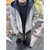 Jaqueta com Capuz de Peso Médio para Primavera e Outono Masculina Marca de Tendência Americana Estilo Solto Preguiçoso Moletom Jaqueta para Jovens Estudantes Cardigan com Zíper