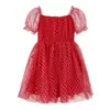 Vestido de Malha para Meninas 2025 Vestido Princesa com Manga Bufante para Bebês Saia de Tule da Moda para Meninas
