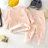 Conjunto de Ropa Interior Cálida para Bebé Invierno Bebé Más Terciopelo Cintura Alta Protección de Vientre Ropa de Otoño Pantalones de Otoño Pijama Infantil