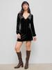 Amazon Transfronterizo Ropa Europea y Americana para Mujer Vestido Sexy de Terciopelo para Eventos Sociales Otoño e Invierno Escote Profundo Empalme de Encaje Elegante Vestido Corto