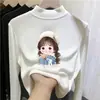 Camiseta de manga larga con forro polar para niña para otoño e invierno, cálido top cepillado de cuello medio alto para niñas pequeñas