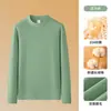 310g Algodón Puro de Peso Pesado + Núcleo Térmico Camiseta Interior de Cuello Alto para Hombre Otoño e Invierno Cepillada de Alta Gama de Manga Larga