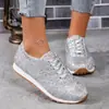 Comercio Exterior Tallas Grandes Zapatos Casuales Deportivos Planos Individuales para Mujer 2026 Nuevo Primavera Otoño Europeo Americano Lentejuelas Con Cordones Transfronterizos Zapatos Individuales