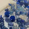 Novo Cor Sólida Azul Safira Gelo Transparente Azul Safira Borda Dourada Azul Escuro Misturado Material DIY Artesanal Atacado TikTok em Estoque