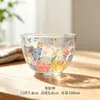 Xícara de chá de vidro resistente ao calor com padrão floral, jarra para chá gelado com infusão de flores, bule, conjunto de chá Kung Fu, tigela com tampa, xícara de justiça, xícara de chá verde