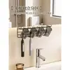 Estante colgante debajo del mueble del espejo, soporte para cepillo de dientes eléctrico, estante organizador de almacenamiento para gabinete de baño para vasos de enjuague bucal, organizador de cepillos de dientes para baño