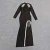Novo Vestido Europeu e Americano da Amazon Saia Bandagem Sexy Fenda com Diamantes Elegante e Feminino Vestido Feminino Vestido