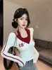Nuevo diseño de principios de otoño, top plisado de color contrastante con cuello halter, estilo chica picante, ajuste ceñido a la cintura, efecto dos piezas