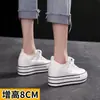 Zapatos de Lona Blancos con Grulla de Almohada Aumentadores de Altura Interior para Mujer 2026 Primavera Nuevos Versátiles Talla 34 Suela Gruesa Zapatos Blancos Casuales Estilo Coreano Holgados