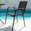 Mesas y Sillas de Plástico-Madera para Exteriores, Muebles para Cafetería al Aire Libre en el Patio, Muebles de Madera Anticorrosión para Terraza, Fábrica de Mesas y Sillas de Ocio para Balcón