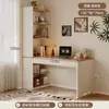 Escritorio de esquina con estantería y librero, mesa integrada para dormitorio, tocador, escritorio de escritura, escritorio de esquina para computadora, escritorio de estudio para estudiantes en casa
