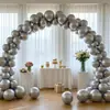 Arco de Guirnalda de Globos de Látex Plateados Transfronterizos Decoración para Fiesta Navideña, Picnic, Compromiso, Boda, Cumpleaños, Aniversario