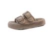Slippers de felpa con suela gruesa talla grande transfronterizos para mujer, nuevos de otoño e invierno 2024, moda, hebilla de cuero, zapatillas de algodón peludo