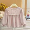 Nueva Camisa de Muñeca Bordada Estilo Coreano de Algodón Puro para Niñas Otoño, Blusa de Moda para Bebé Niña, Camisa Moderna, Ropa Infantil