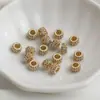 Cuentas Espaciadoras de Zirconia que Conservan el Color Chapadas en Oro de 14K, Forma de Ocho con Agujero Grande, Cuentas de Rueda, Materiales para Collares, Accesorios de Espaciadores para Joyería DIY