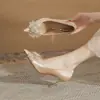 Zapatos de Boda Jingang Ch8089-6 Zapatos para Recién Casados Tacones Altos Bajos Mujer 2025 Nuevos Zapatos de Tacón de Aguja Puntiagudos Primavera y Otoño