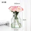 Vaso transparente em relevo estilo ins nórdico de aparência sofisticada para flores secas de rosa, vaso de vidro de boca larga, decoração para sala de estar