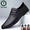 Zapatos de piel genuina para hombre, nuevo modelo de verano, mocasines slip-on de piel genuina, piel suave, suela blanda, zapatos casuales de vestir