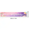 Novos adereços de decoração de aniversário transfronteiriços: Bandeiras decorativas de poliéster 100D, tecido para fundo de aniversário, faixas e dísticos personalizados
