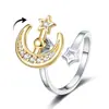 Anillo Giratorio Anti-Estrés y Ansiedad Estilo Europeo y Americano Transfronterizo, Girasol Personalizado, Estrella, Luna, Rueda de Barco, Anillo Giratorio de Margarita Pequeña