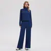 Conjunto Esportivo Caijue para Mulheres, Gola Alta, Zíper, Jaqueta de Manga Longa, Calça de Perna Larga, Solto e Emagrecedor, Conjunto Casual de Duas Peças para Uso Externo
