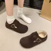 Sapatos femininos retro estilo Birkenstock tudo incluído, nova coleção outono/inverno 2026, sola macia, forro de fleece, mocassins de calçar, sapatos casuais versáteis de algodão