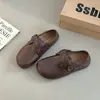 Sapatos Mary Jane Femininos Redondos, Simples, Preguiçosos e Confortáveis, Sapatos de Couro Single Shallow-Mouthed Retrô, Saltos Grossos, Slip-On Versáteis