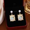 Entrada Francesa Lujo vintage Gama alta Natural Frescos Pendientes Goteo de Aceite Tridimensional Caracola Flor de Perla Pendientes