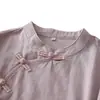 Blusas estilo Zen, Trajes Tang mejorados, Nuevo estilo chino, Estilo nacional ligero, Camisas holgadas de algodón y lino budista, Ropa de té para mujer de primavera y otoño