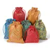 Bolsa con Cordón para Joyería con Patrón de Olas Estilo Étnico Vintage Bolsa de Brocado Tela con Patrón de Brocado Bolsa de Almacenamiento para Manualidades