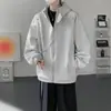 Sudadera con capucha de estrella de metal peso pesado americana para hombre, Otoño, Tallas grandes, Moderna, Holgada, Cuello semi alto, Cárdigan, Ropa exterior