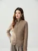 Estilo Old Money~ Cuello Alto Cremallera Doble Cardigan de Cachemir para Mujer Textura de Punto Trenzado Prendas de Punto Capa Base Engrosada Ropa de Abrigo