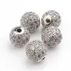 Accesorios para Joyería 6/8/10mm Cobre Incrustado Circonita Cuentas Redondas Pulsera de Joyería Cuentas Espaciadoras Bolas de Diamante con Cuentas Cuentas Sueltas Venta al por Mayor