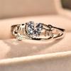 Huajie Clásico Precioso Set de Plata 925 Anillo de Zircón Blanco Anillo de Amor para Boda de Mujer Regalo para el Día de la Madre