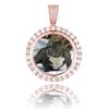 Colgante Giratorio de Doble Cara para Fotos de Recuerdos de Hip-Hop Europeo y Americano, Zirconia Micropavé, Colgante Redondo Pequeño de Moda