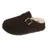 Pantuflas de Suela Gruesa para Aumentar la Altura para Mujer 2025 Otoño Nuevo Llegada Felpa Plus Cálidas Estilo Birkenstock de Punta Cerrada Medias Pantuflas para Uso en Exteriores