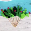 Cactus Horneado Adornos Decorativos Globo Brillante Flor de Cumpleaños Bandera Cactus Suministros Decorativos para Pastel