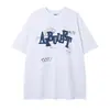 Ropa para Hombre Ins Retro Americano Camiseta Negra de Manga Corta con Hombro Caído, Estampado de Caballo en Racimo y Diseño de Letras, Peso Pesado Holgada Estilo High Street