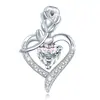 Mais Vendido Transfronteiriço 12 Tipos de Pingentes de Flor Rosa Diamante Coração Formato Moda Europeia e Americana Colares Femininos Presente Dia das Mães