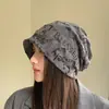 Gorro Nuevo de Primavera y Otoño para Mujer con Circunferencia de Cabeza Grande, Gorro Frío Adelgazante para la Cara, Gorro Holgado Liso Versátil de Invierno Versión Coreana para Hombre