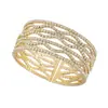 Nuevo Pulsera Abierta de Moda Personalizada Transfronteriza Europea y Americana de Siete Filas Onduladas con Pedrería Pulsera Elástica de Cable de Acero Incrustada con Diamantes