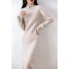 Vestido Cheongsam Outono e Inverno Novo Suéter de Caxemira Feminino Gola Alta Média Comprimento Acima do Joelho Emagrecedor Camisa Base de Lã Tricotada