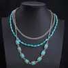 Collar de Turquesa Estilo Étnico Transfronterizo Europeo y Americano, Cadena para Clavícula de Mujer Moderna y Única, Joyería de Moda