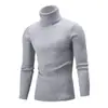 Camisa de Punto de Comercio Exterior Transfronterizo para Hombre Invierno Juventud Nueva Cuello Alto Grueso Rayas de Colores Suéter Camisa Base Ropa para Hombre