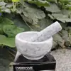 Prensa de ajo de mármol natural, mortero de piedra para uso doméstico, machacador de ajo, picador de ajo, prensa de ajo, recipiente para triturar, mortero de ajo