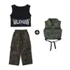 Ropa para Niñas de Danza Jazz Chaleco Camuflaje Traje de Práctica Tendencia de Grupo Femenino Fresca Moderna Ropa de Jazz para Actuación Infantil