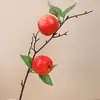 Caqui Artificial, Manzana, Fruta Roja, Fruta de Acebo, Adornos de Flores Falsas, Decoración de Sala de Estar, Exhibición Festiva del Festival de Primavera, Decoración del Hogar
