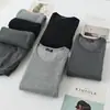 Ropa y Pantalones de Otoño e Invierno para Hombre Traje Juventud Ropa Interior Térmica Ajustada para Hombre Set de Algodón Grueso con Forro Polar Cuello Redondo