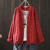 Camisa de otoño vintage informal de doble capa con estampado floral, holgada, de manga larga y talla grande, para mujer, que cubre el vientre