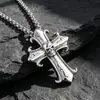 Collar con colgante de acero de titanio y cabeza de fantasma con cruz gótica retro para hombre, joyería punk de moda al por mayor SP191